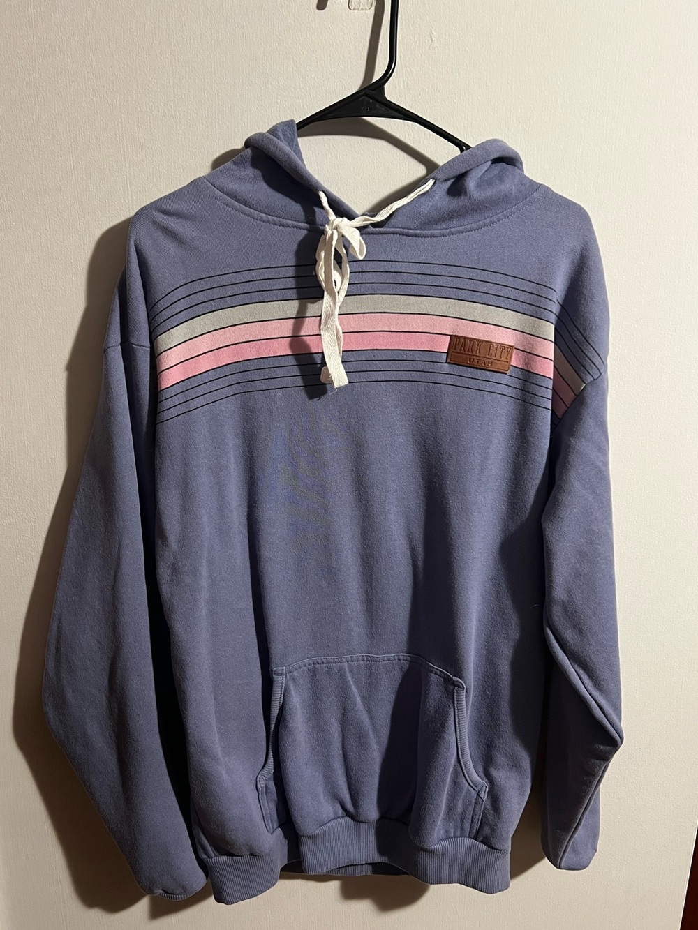 Lavender Pullover Hoodie with Stripe Detail
